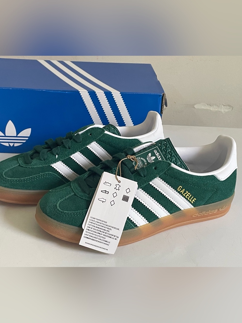 Adidas Gazelle Indoor Sneakers Collegiate Green US 4 New in Box